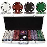 500 14g 3 COLOR A/K SUITED CLAY POKER CHIP SET W/ALUM CASE